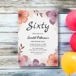 Elegant Watercolor Floral Romantic Summer Birthday Invitation