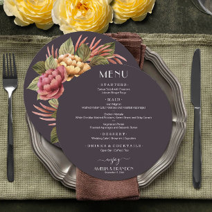 Elegant Watercolor Floral Round Wedding Menu