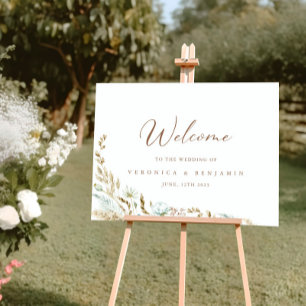 Elegant Watercolor Floral Rustic Wedding Welcome  Poster