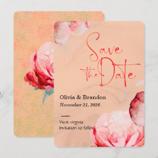 Elegant Watercolor Floral Save The Date Card