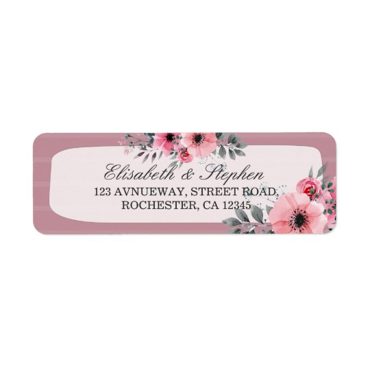 Elegant Watercolor Floral Script Wedding Address Return Address Label