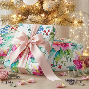 Elegant Watercolor Floral – Seamless Pink Roses  Wrapping Paper