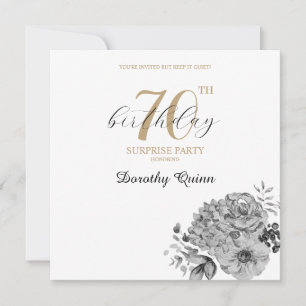 Elegant Watercolor Floral Surprise Birthday Party Invitation
