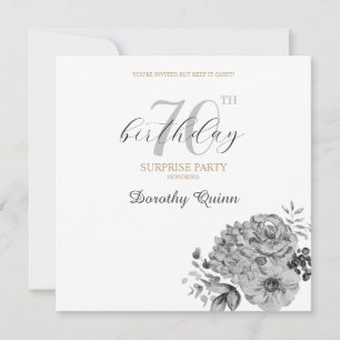 Elegant Watercolor Floral Surprise Birthday Party Invitation