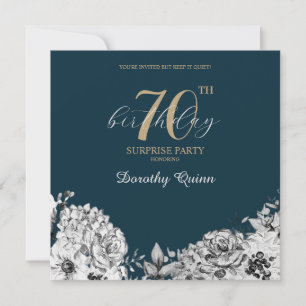 Elegant Watercolor Floral Surprise Birthday Party Invitation