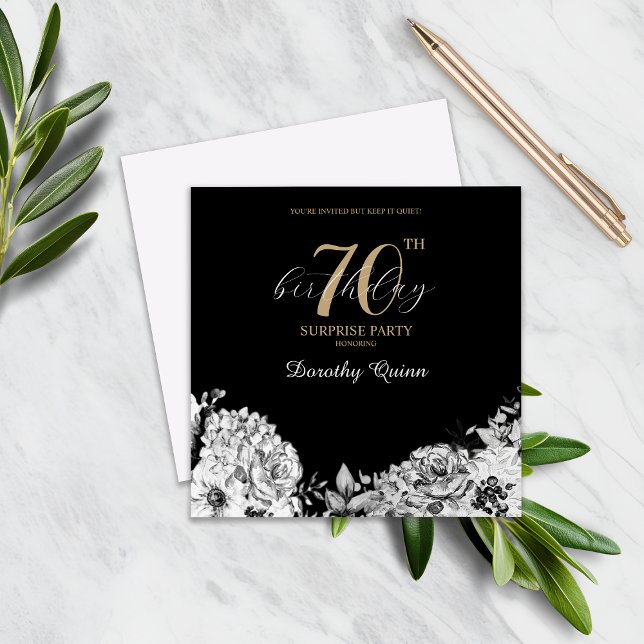 Elegant Watercolor Floral Surprise Birthday Party Invitation (Creator Uploaded)