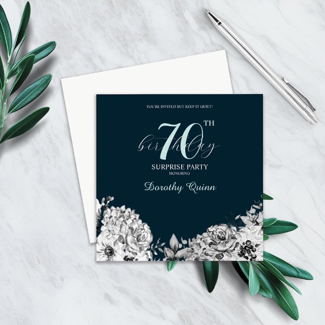Elegant Watercolor Floral Surprise Birthday Party Invitation (Creator Uploaded)