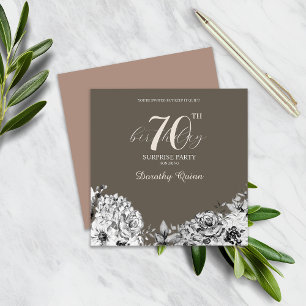 Elegant Watercolor Floral Surprise Birthday Party Invitation