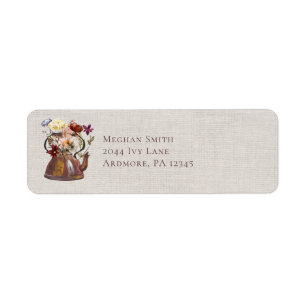 Elegant Watercolor Floral Tea Party Return Address