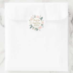 Elegant Watercolor Floral Thank You For Supporting Classic Round Sticker