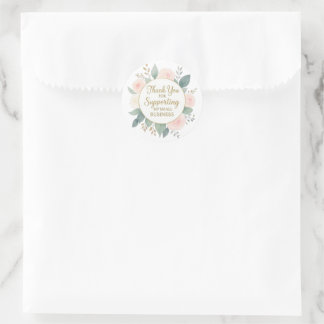 Elegant Watercolor Floral Thank You For Supporting Classic Round Sticker