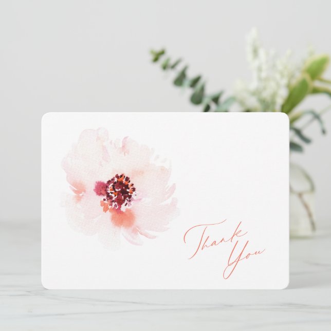 Elegant Watercolor Floral Thank You Wedding Card (Standing Front)