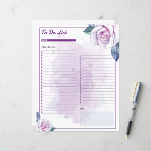 Elegant Watercolor Floral To-Do List Template 