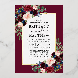 Elegant Watercolor Floral Wedding Burgundy Gold