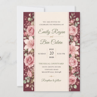 Elegant Watercolor Floral Wedding Invitation