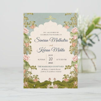 Elegant Watercolor Floral Wedding Invitation