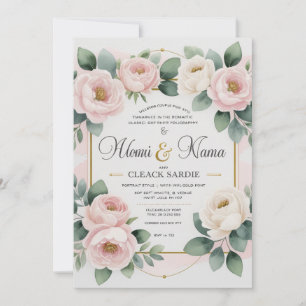 Elegant Watercolor Floral Wedding Invitation