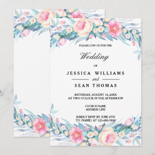 Elegant Watercolor Floral Wedding Invitation
