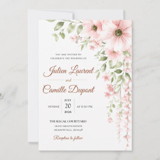 Elegant Watercolor Floral Wedding Invitation