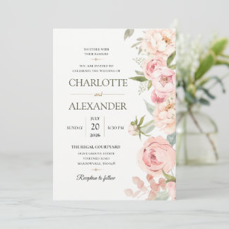 Elegant Watercolor Floral Wedding Invitation