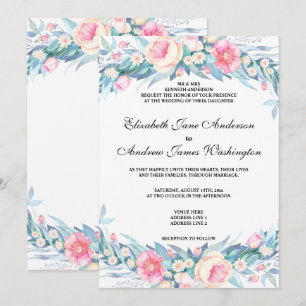 Elegant Watercolor Floral Wedding Invitation
