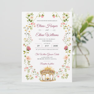 Elegant Watercolor Floral Wedding Invitation