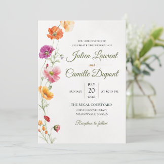 Elegant Watercolor Floral Wedding Invitation