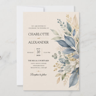 Elegant Watercolor Floral Wedding Invitation