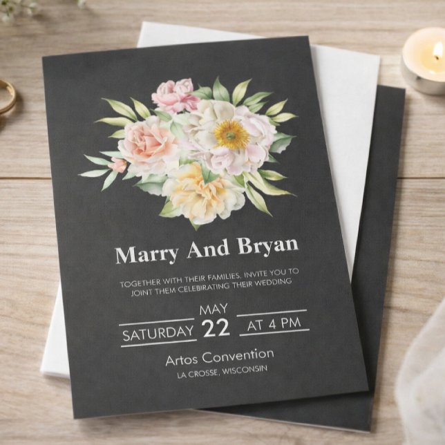 Elegant Watercolor Floral Wedding Invitation (Creator Uploaded)