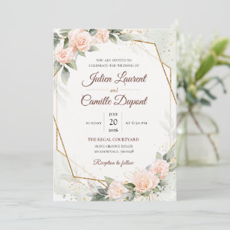 Elegant Watercolor Floral Wedding Invitation