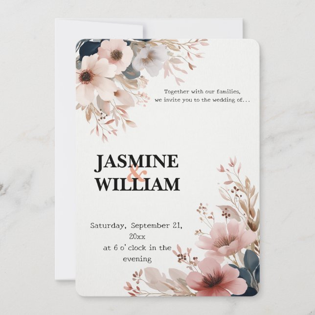 🌸 Elegant Watercolor Floral Wedding Invitation 💐 (Front)