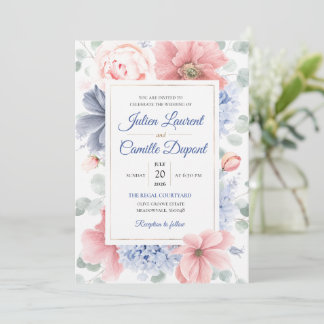 Elegant Watercolor Floral Wedding Invitation