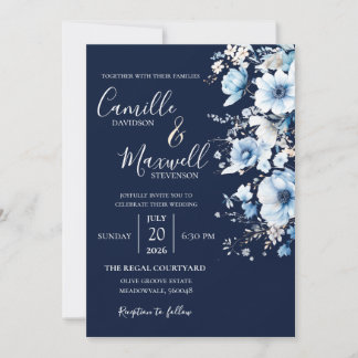 Elegant Watercolor Floral Wedding Invitation