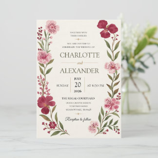 Elegant Watercolor Floral Wedding Invitation