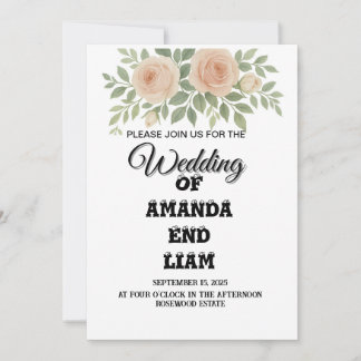 Elegant Watercolor Floral Wedding Invitation – Blu