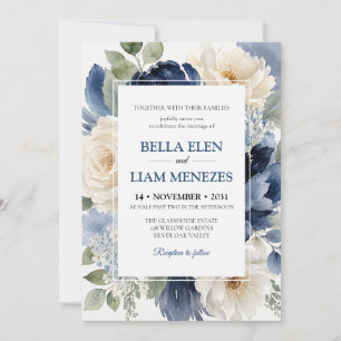 Elegant Watercolor Floral Wedding Invitation Templ