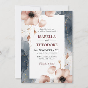 Elegant Watercolor Floral Wedding Invitation Templ