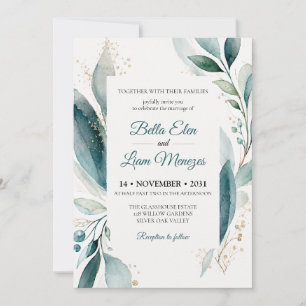 Elegant Watercolor Floral Wedding Invitation Templ