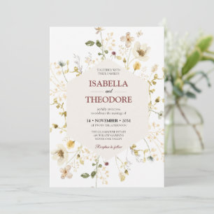 Elegant Watercolor Floral Wedding Invitation Templ