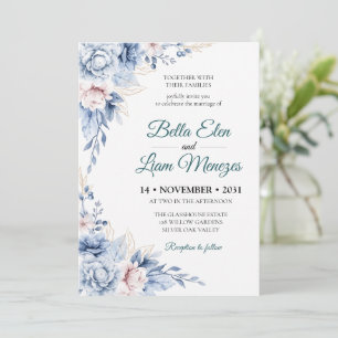 Elegant Watercolor Floral Wedding Invitation Templ