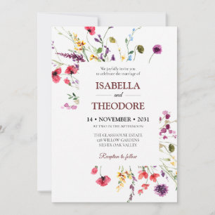 Elegant Watercolor Floral Wedding Invitation Templ