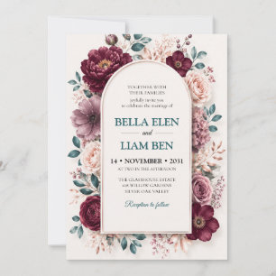 Elegant Watercolor Floral Wedding Invitation Templ