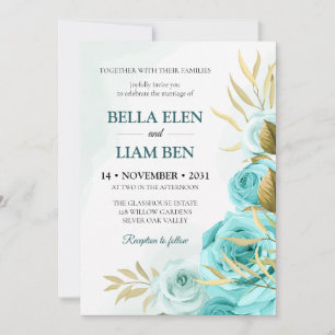 Elegant Watercolor Floral Wedding Invitation Templ