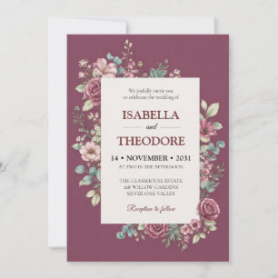 Elegant Watercolor Floral Wedding Invitation Templ
