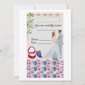 Elegant Watercolor Floral Wedding Invitation - Ver