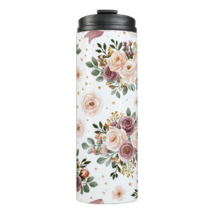Elegant Watercolor Floral Wedding Pattern Thermal Tumbler