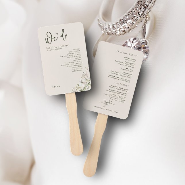 Elegant Watercolor Floral Wedding Program Hand Fan (Creator Uploaded)
