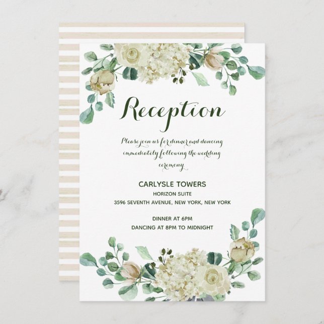 Elegant Watercolor Floral Wedding Reception Enclosure Card (Front/Back)