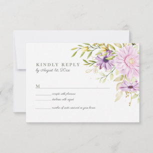 Elegant Watercolor Floral Wedding RSVP Card