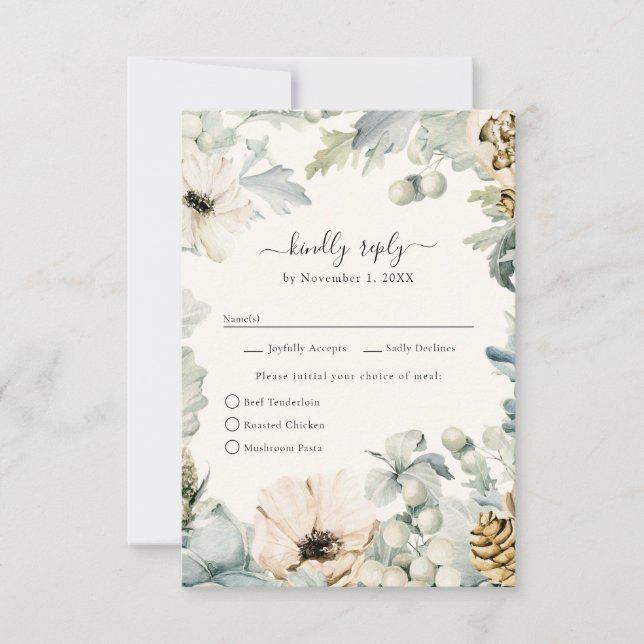 Elegant Watercolor Floral Wedding RSVP Card (Front)